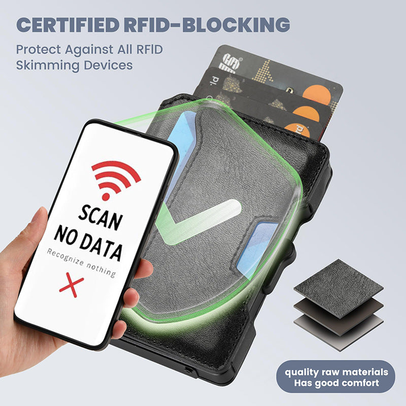 Leather anti-theft cardholder wallet