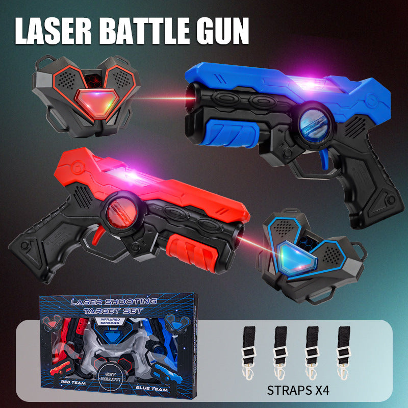Children's Infrared Sensor Battle Gun Toy Set with Dual Targets Sound and Light Effects