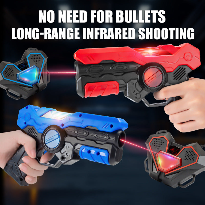 Children's Infrared Sensor Battle Gun Toy Set with Dual Targets Sound and Light Effects