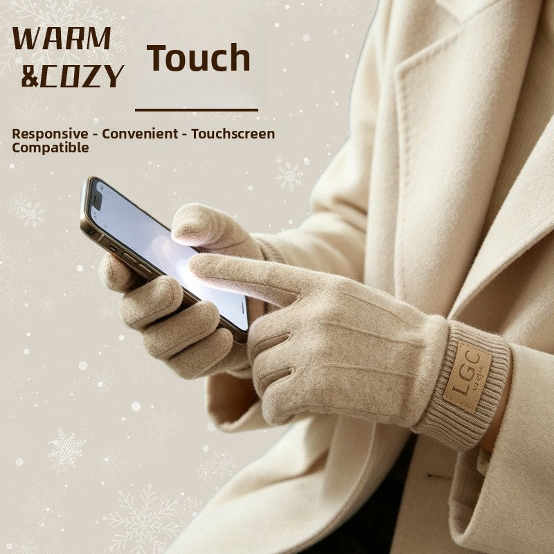 Winter Touchscreen Warm Plush Lined Knit Gloves Anti-Slip Windproof
