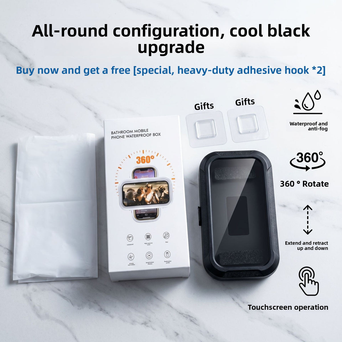 360� Rotatable Waterproof Phone Case Holder Wall-Mounted Telescopic Stand