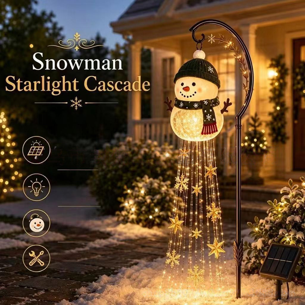 Solar Powered Snowman Magic Fountain Garden Light