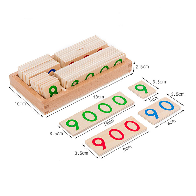 Montessori Math Explorer Blocks 1-9999 wooden cards